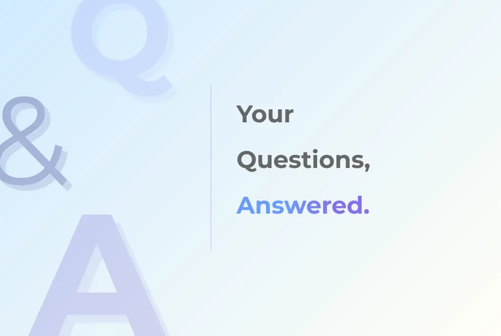 A stylized magnifying glass and the text ‘Your Questions, Answered’ on a soft blue gradient background